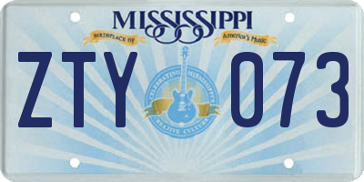 MS license plate ZTY073