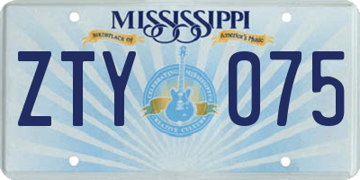 MS license plate ZTY075