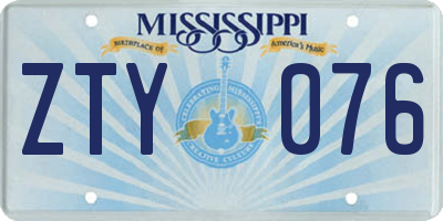 MS license plate ZTY076