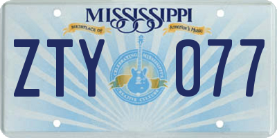 MS license plate ZTY077