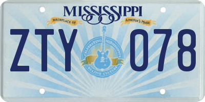 MS license plate ZTY078