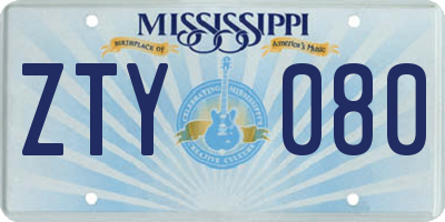 MS license plate ZTY080