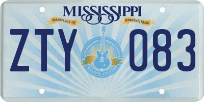 MS license plate ZTY083