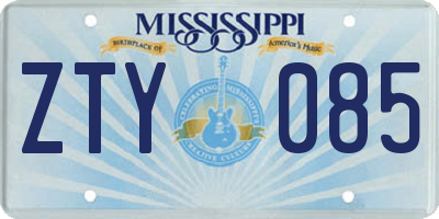 MS license plate ZTY085