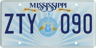 MS license plate ZTY090