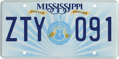 MS license plate ZTY091