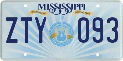 MS license plate ZTY093