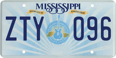 MS license plate ZTY096