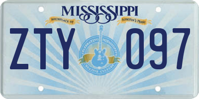 MS license plate ZTY097