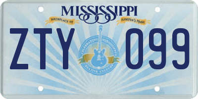 MS license plate ZTY099