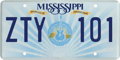 MS license plate ZTY101
