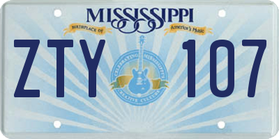 MS license plate ZTY107