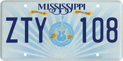 MS license plate ZTY108