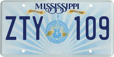 MS license plate ZTY109