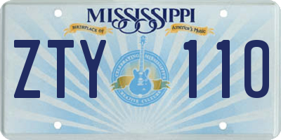MS license plate ZTY110