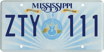 MS license plate ZTY111