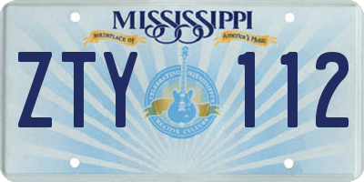 MS license plate ZTY112