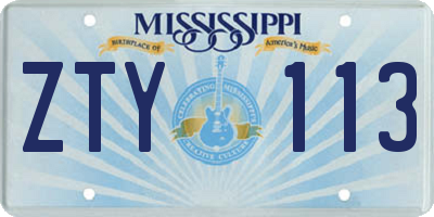 MS license plate ZTY113