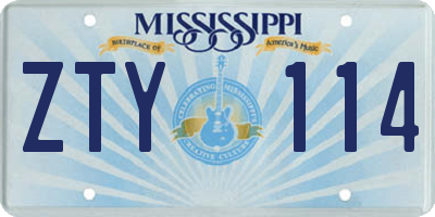 MS license plate ZTY114
