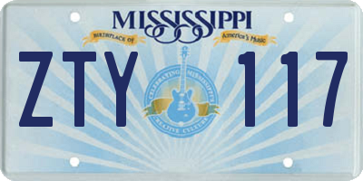 MS license plate ZTY117