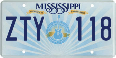 MS license plate ZTY118