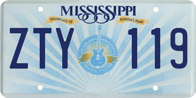 MS license plate ZTY119