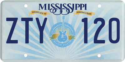 MS license plate ZTY120