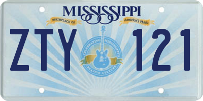 MS license plate ZTY121