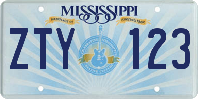MS license plate ZTY123