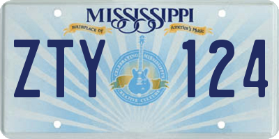 MS license plate ZTY124