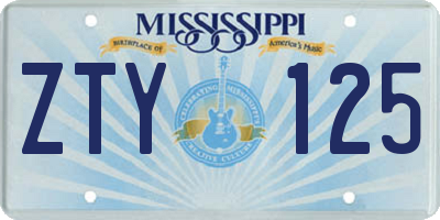 MS license plate ZTY125