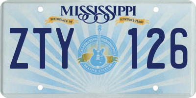 MS license plate ZTY126