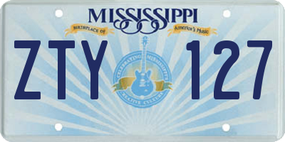 MS license plate ZTY127