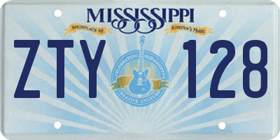 MS license plate ZTY128