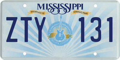 MS license plate ZTY131