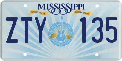 MS license plate ZTY135