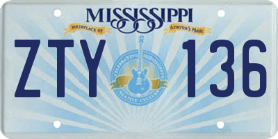 MS license plate ZTY136