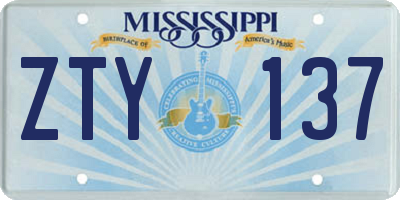 MS license plate ZTY137