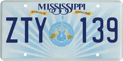 MS license plate ZTY139