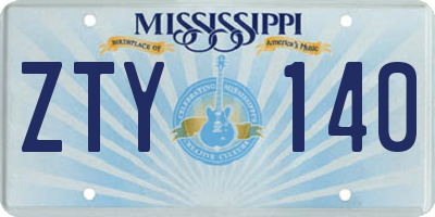 MS license plate ZTY140