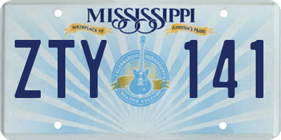 MS license plate ZTY141