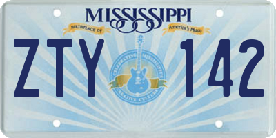 MS license plate ZTY142