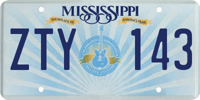 MS license plate ZTY143