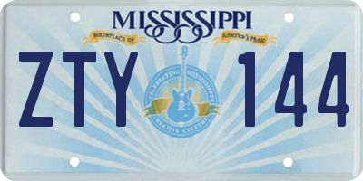 MS license plate ZTY144