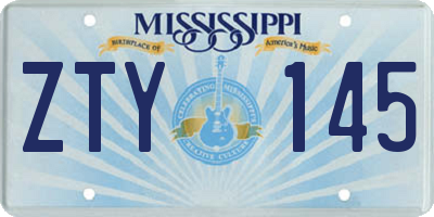 MS license plate ZTY145
