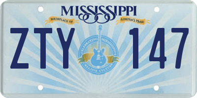 MS license plate ZTY147