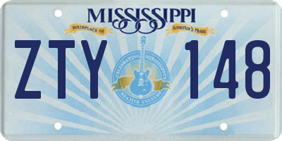 MS license plate ZTY148