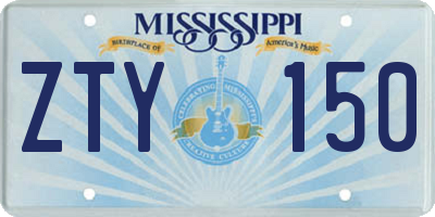 MS license plate ZTY150
