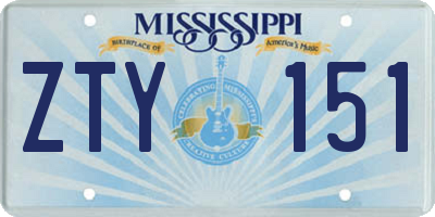 MS license plate ZTY151