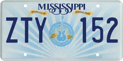 MS license plate ZTY152